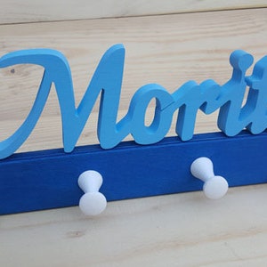 Children's wardrobe name wall hook hook rack coat hook children's room wooden wardrobe image 5