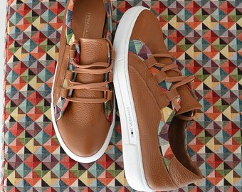 Brown sneakers   Fall sneakers  Designer sneakers  Lace up womens flat shoes  Handmade comfort shoes  Everyday shoes  Casual women ties