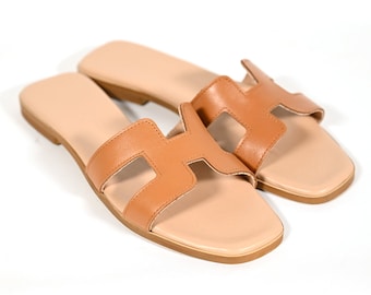 Greek leather sandals  Handmade open toe sandal  Comfortable everyday  Barefoot beach sandals  Tan leather sandals