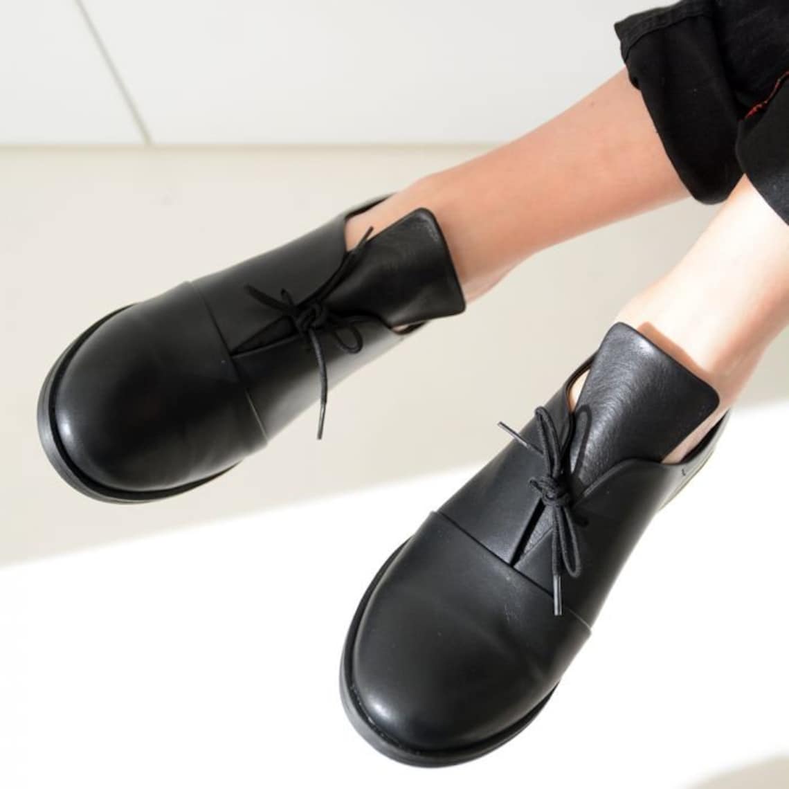 Black Oxford Shoes Women Oxfords Flats Office Shoes Minimalist - Etsy