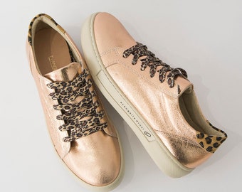 Metallic womens sneakers  Bronze sneakers   Everyday women casual shoes  Comfort lace up flats   Minimalist shoes women  Amazing sneakers