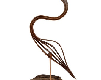 Steam Bent Wooden Heron Sculpture