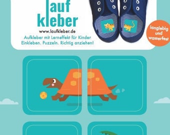 Schuh- Aufkleber zum Lernen  LAUFKLEBER. Aufkleber Kindergarten, Tiger, Schildkröte, Krokodil