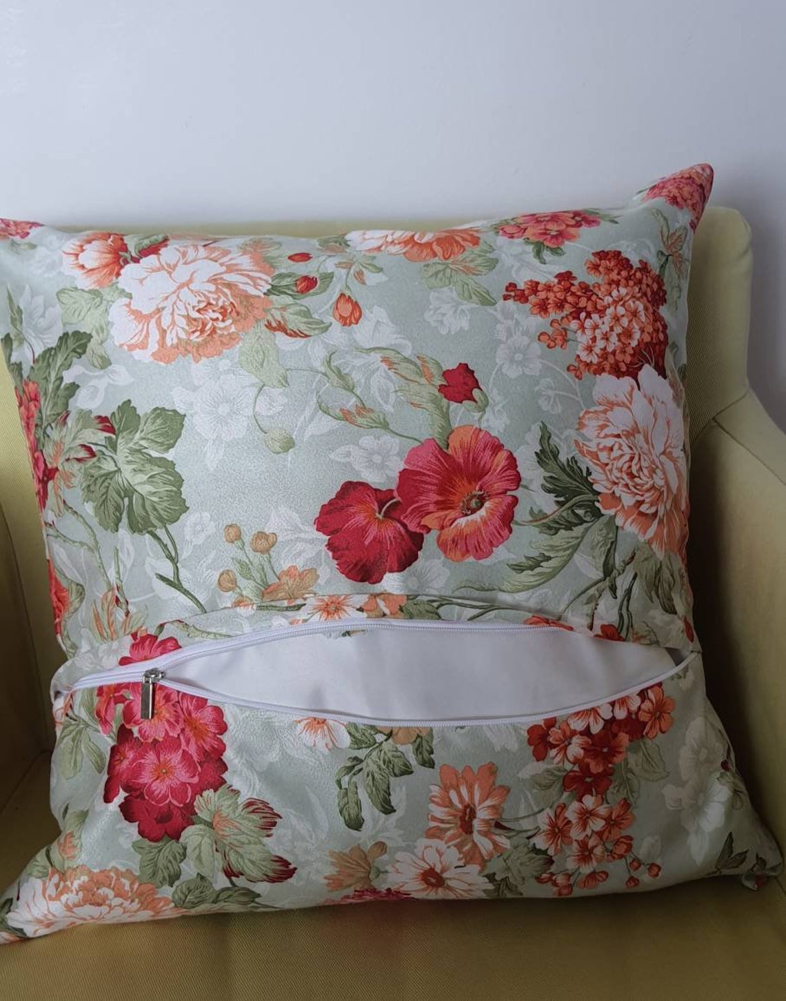Zipped cushion covers floral cushion covers 45 x 45 cm satin Etsy