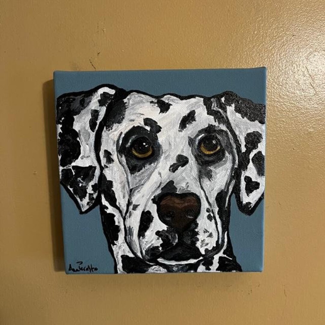 Dalmatian Art,8x8x1.5 Acrylic Dalmatian Painting,dalmatian Acrylic