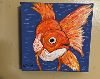 Pintura acrílica de peces de colores
