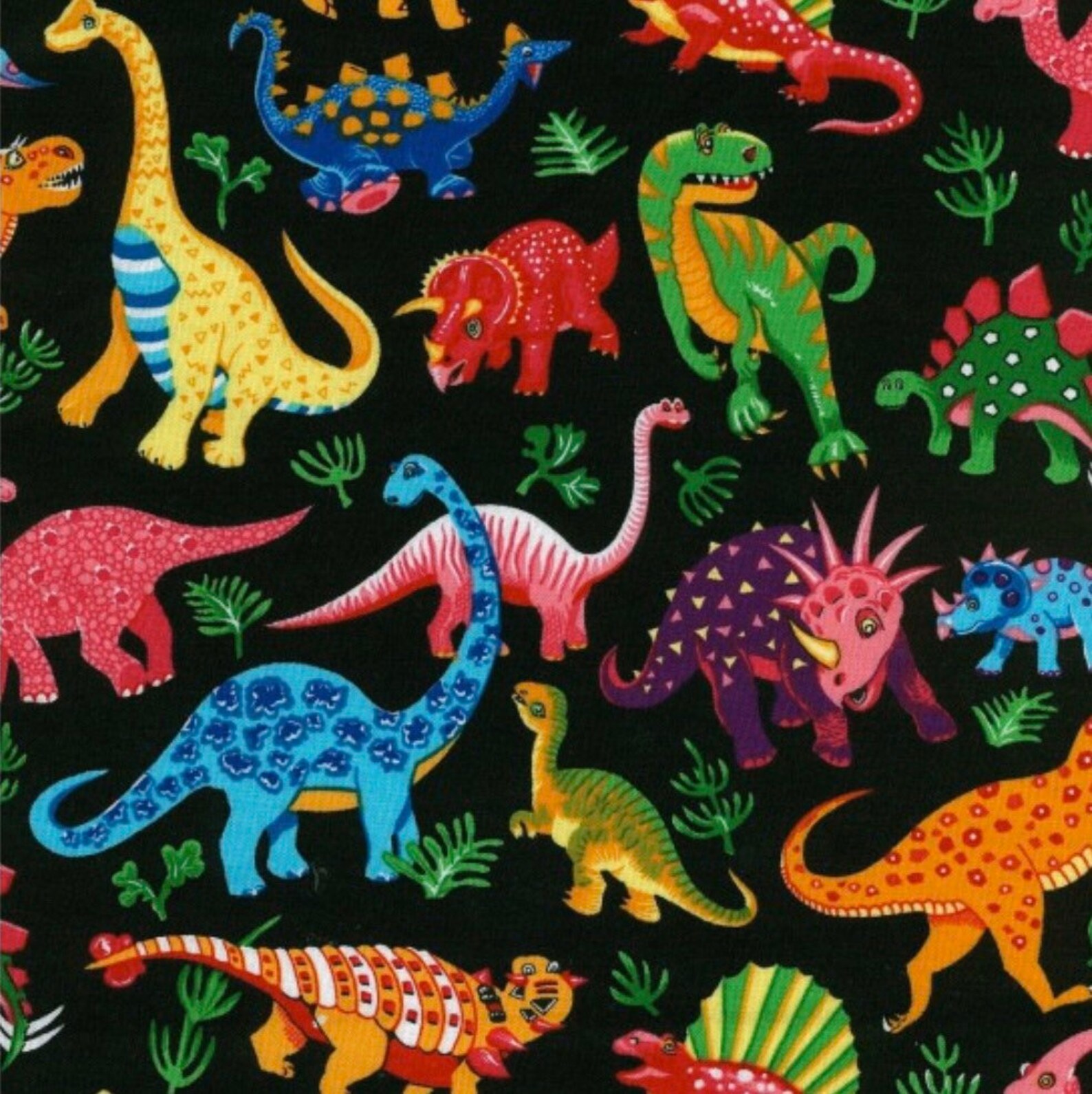 100 Cotton Dinosaur Dance print fabric from Nutex. Dino Etsy