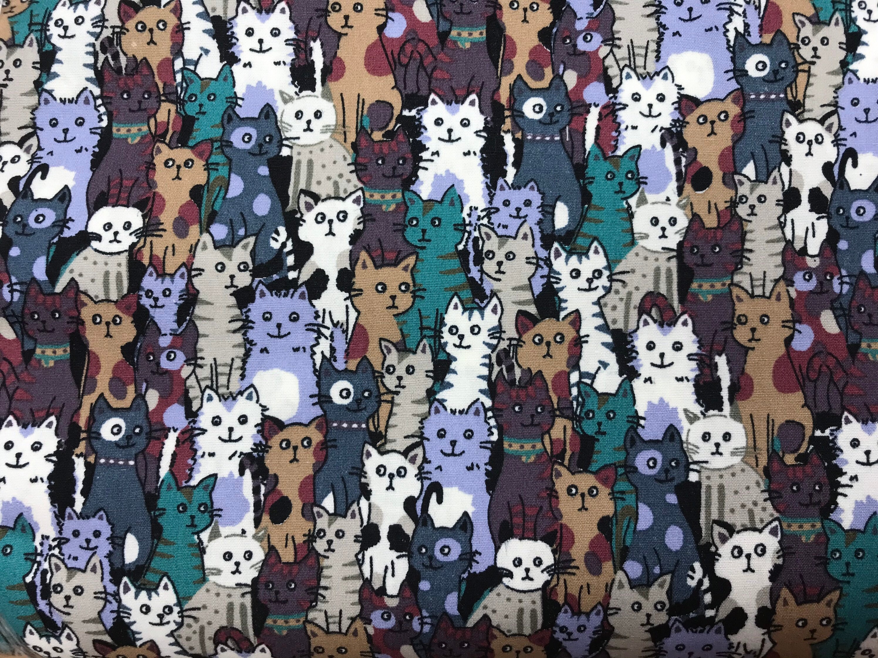 LAST CHANCE! 100% Cotton Crowded Cats. Cat fabric. Pussy. Crowded Cat…