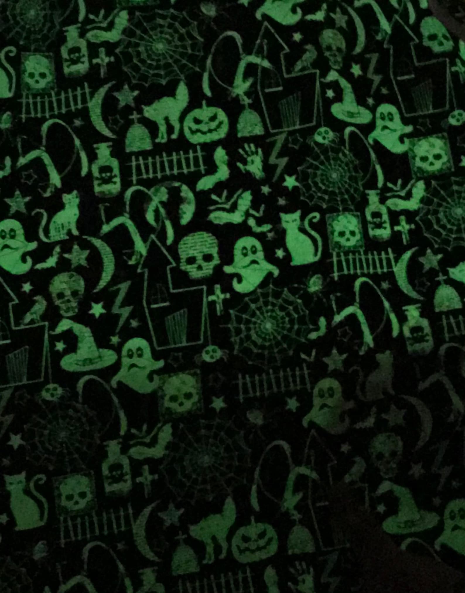 100 Cotton print Glow in the Dark Halloween fabric. Skull Etsy