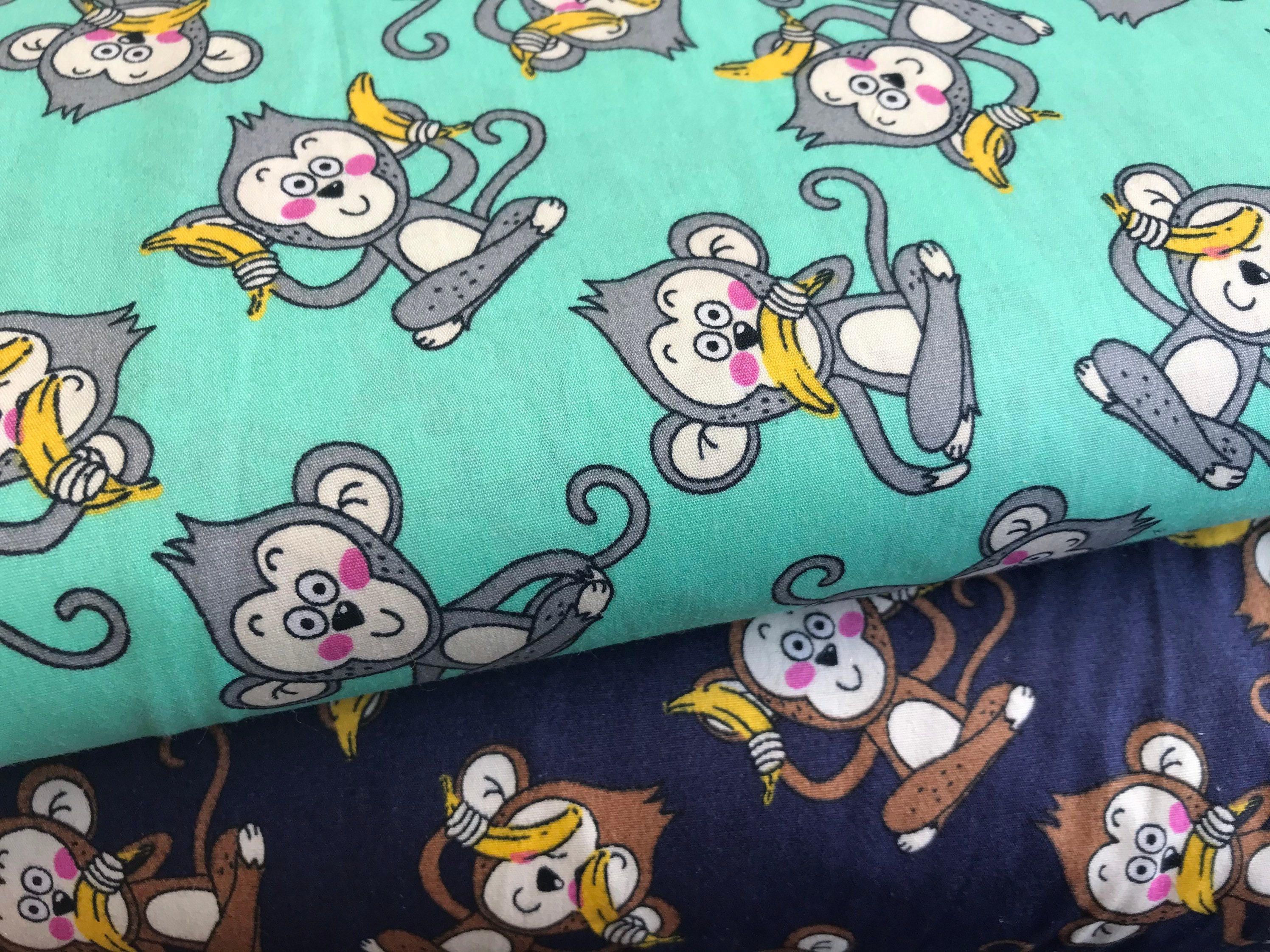 100 Cotton Monkey print fabric. Animal Banana cheeky Etsy