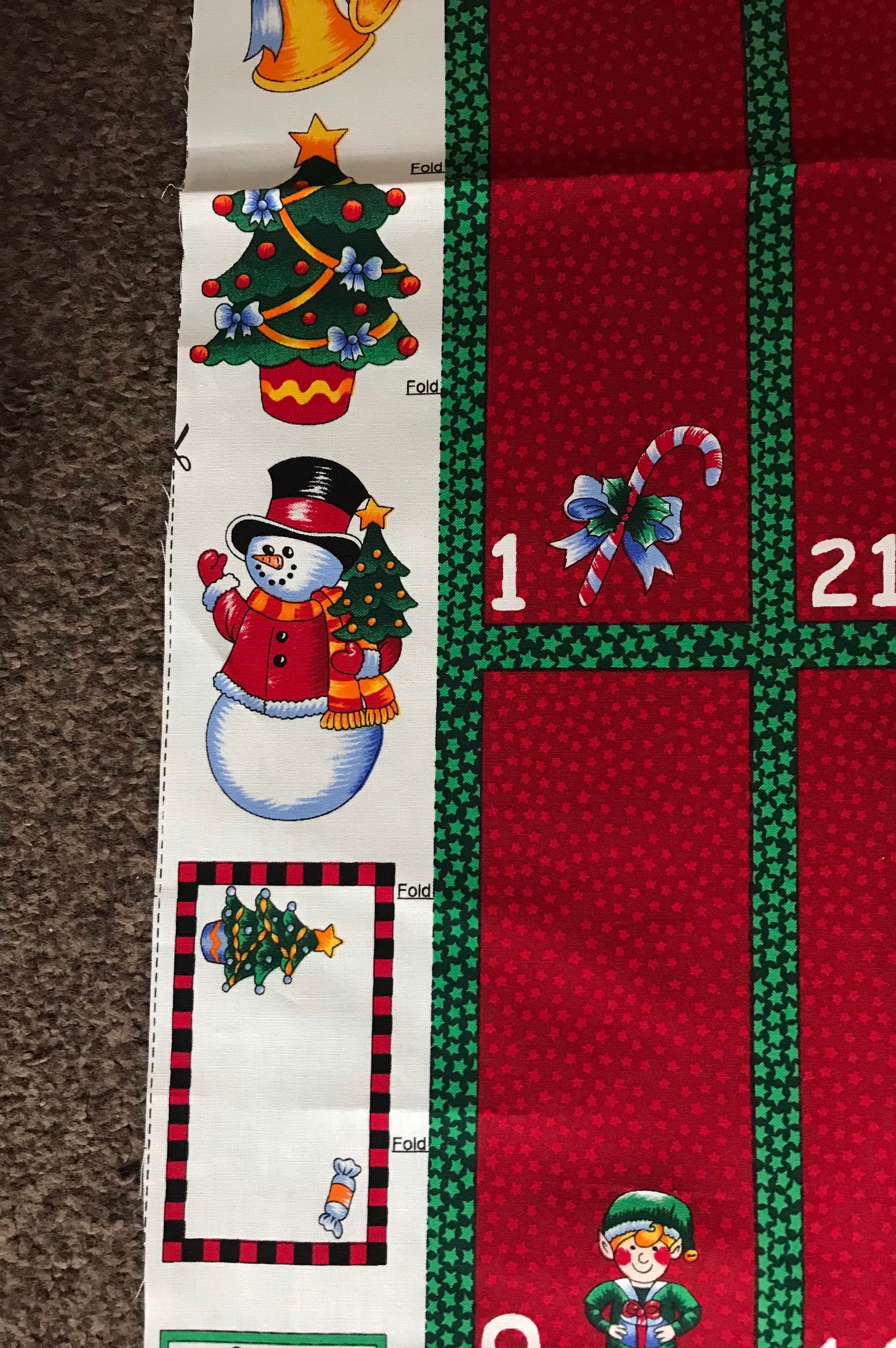 100 Cotton Christmas Advent Calendar Panel fabric from Nutex. Etsy