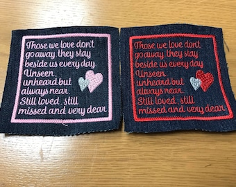 Patch di memoria. Ricordo. Orso della memoria. Toppa in denim. Camicia della memoria. Coloro che amiamo. Cuscino in memoria. Trapunta