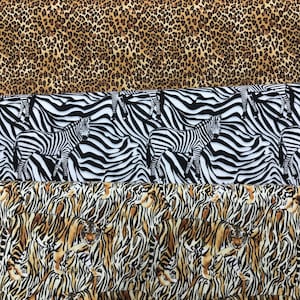Animal Print Cotton Fabric, Zebra, Leopard, Quilting, Dressmaking