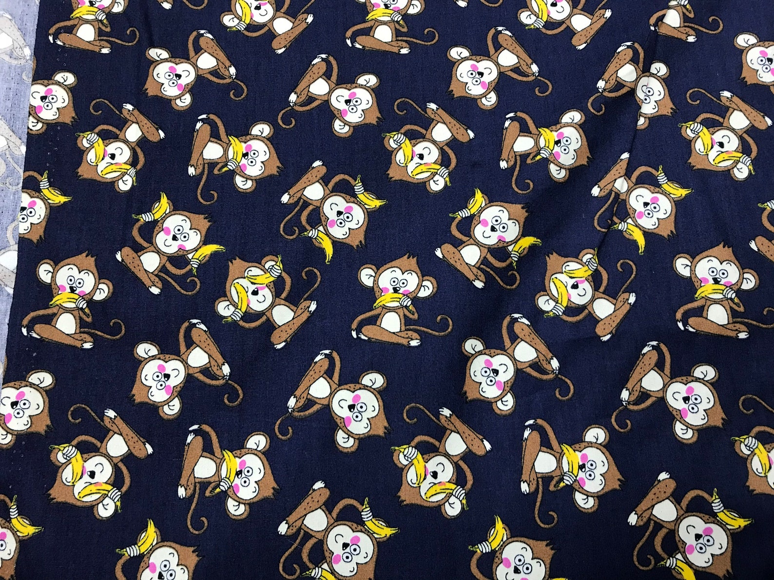 100% Cotton Monkey print fabric. Animal Banana cheeky | Etsy