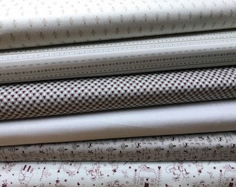 Lynette Anderson Scandinavian Christmas Fabric, Cream Cotton, Peace and Joy Range