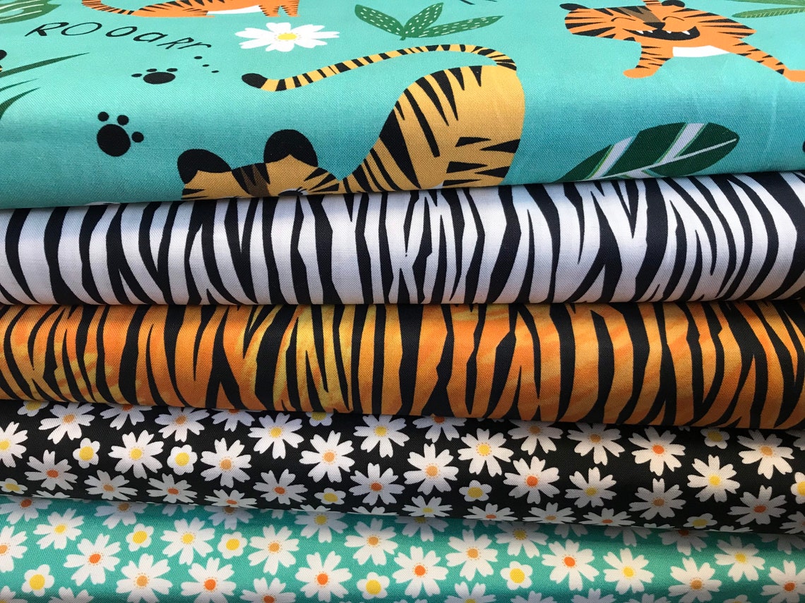100 Cotton Animal Print Fabric From Quilting Treasures Tiger Etsy UK