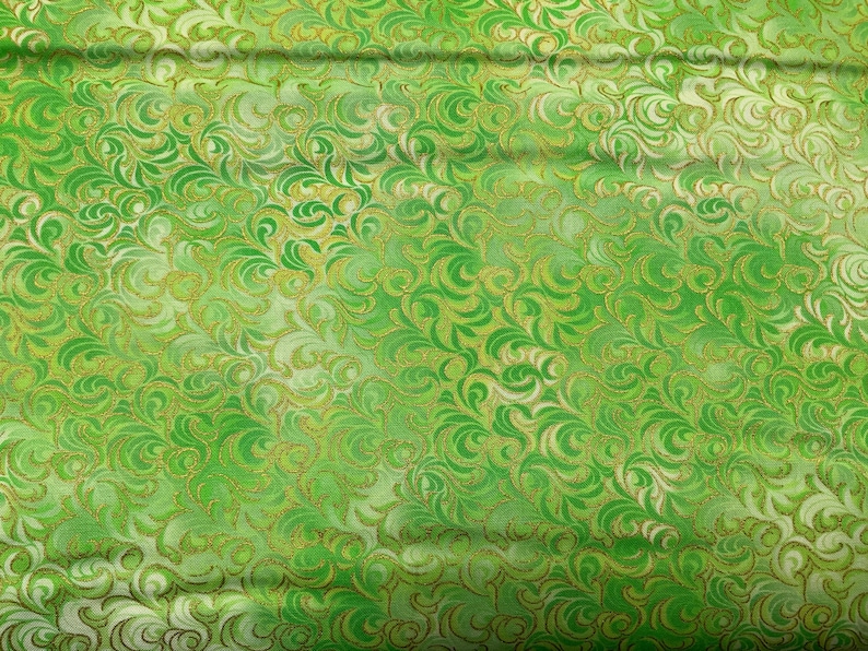 Metallic Cotton Fabric: Gold Swirls, Xmas Blenders - Robert Kaufman - Etsy