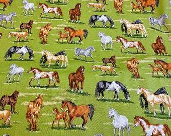 Horse Print Cotton Fabric: Equestrian Quilting Material by Nutex
