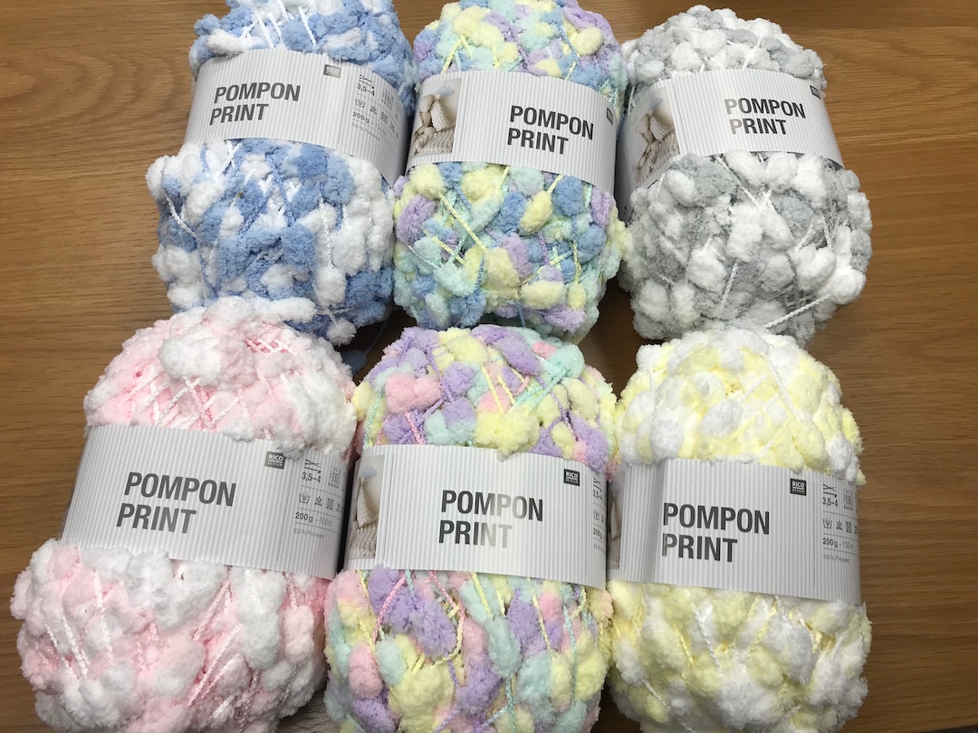 Rico Baby Pompon Wool Yarn. Knitting. Pom Pom Blanket. Puff Etsy