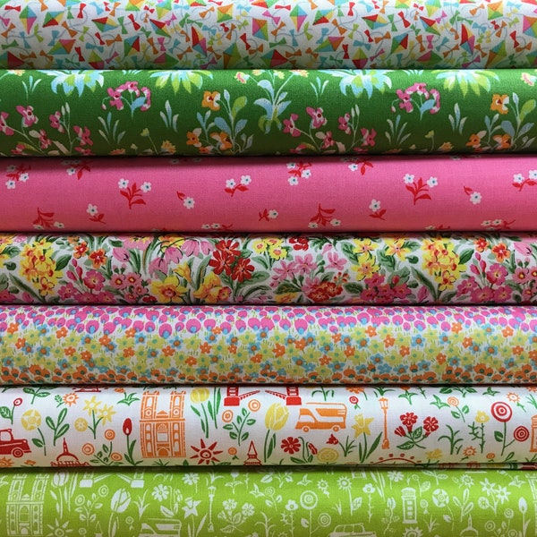 100 % coton imprimé Liberty London Parks Collection. Ville, Floral. Tissu contrasté. Vif, patchwork, courtepointe, couture