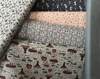 LAST CHANCE! Lynette Anderson Ship to Shore Fabric. 100% Cotton Material. Lecien Fabric. Dresses, quilts, bags etc, Dressmaking. Clothes.