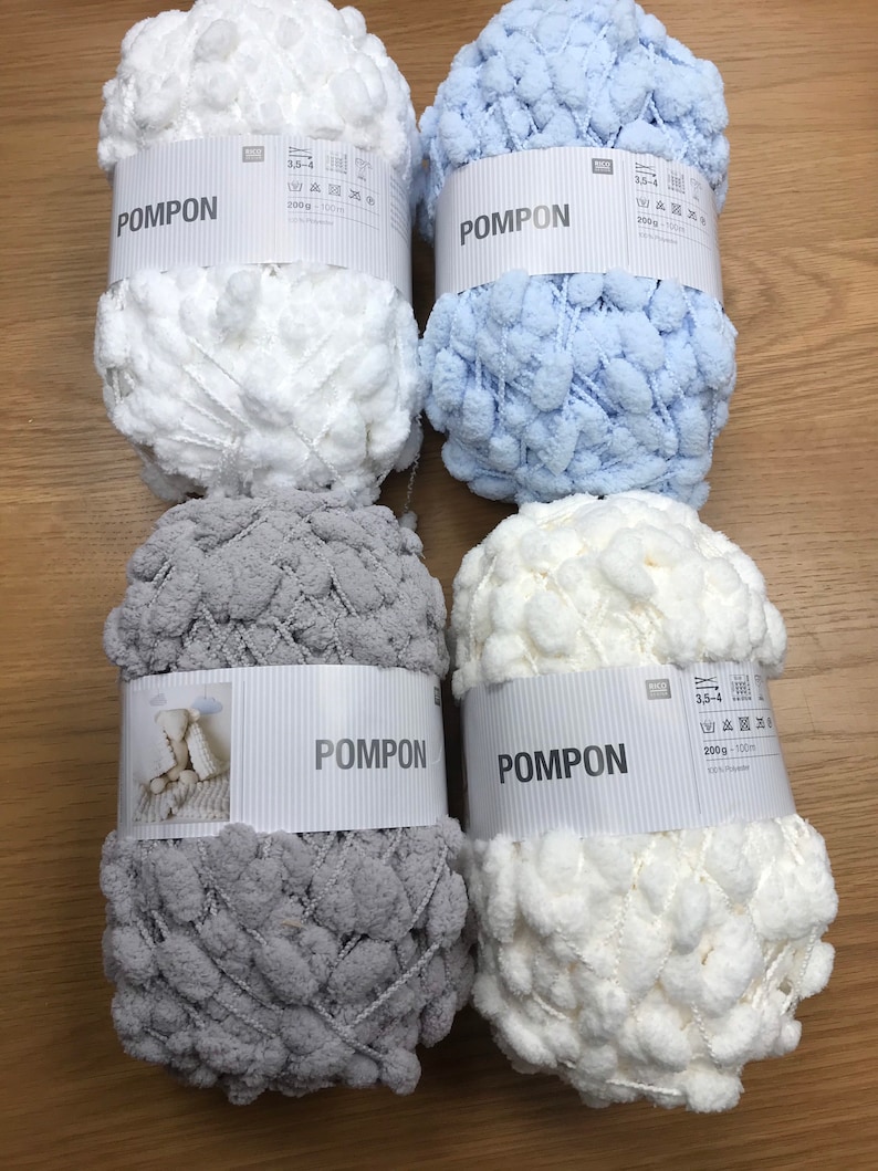 Rico Baby PomPon Wool Yarn. Knitting. Pom Pom Blanket. Puff Etsy
