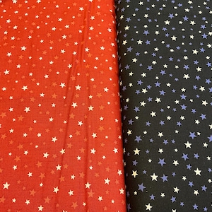 Tissu d&#39;étoiles phosphorescentes 100 % coton. Partout dans les étoiles. Couleurs vives, Halloween, Noël, matériel, robes, couettes, sacs, etc.