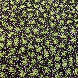Cotton Fabric: Kiwi, Koru, Flower, and Tui Bird Print