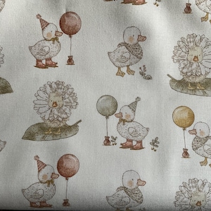Baby Nursery Little Waddlings Cotton Fabric from Stof, Duck, Vintage Print - Patchwork & Dressmaking