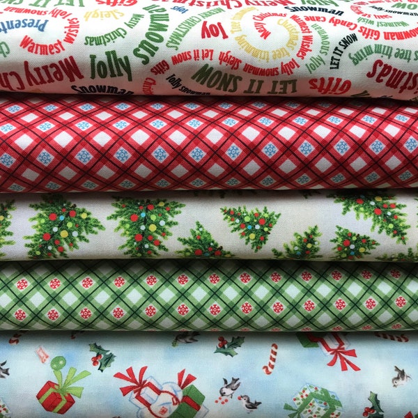 100% Cotton Michael Miller Bright Christmas fabric. Christmas Tree Santa, Xmas Gingham, Suitable for patchwork, quilting, dressmaking etc.