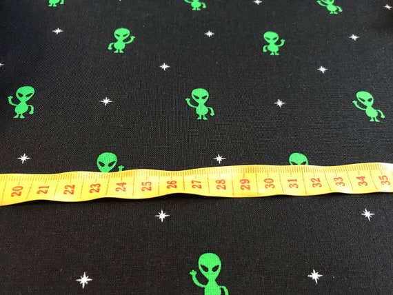 Blank Quilting Amazing Aliens Planet Dots Black Cotton Fabric By The Yard
