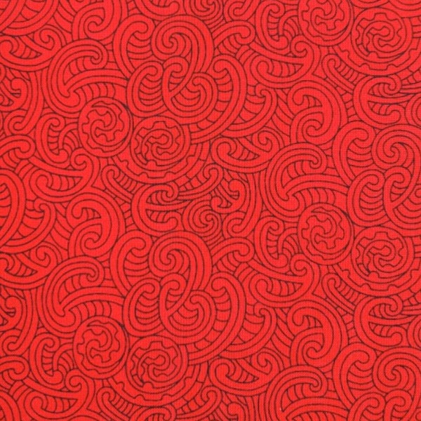 100% Cotton Kiwiana Ponga Koru swirls abstract print. Moko. Suitable for patchwork, quilting, dressmaking etc.