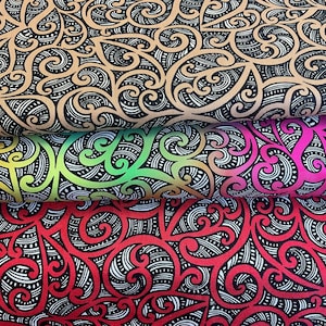 Kiwiana Moko Cotton Fabric: Abstract Swirls Print
