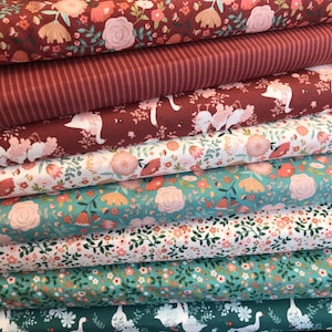 DERNIÈRE CHANCE ! Tissu imprimé Goose Creek Gardens 100 % coton. Floral, lumineux. Oiseaux, convient pour le patchwork, la courtepointe, la couture, etc.
