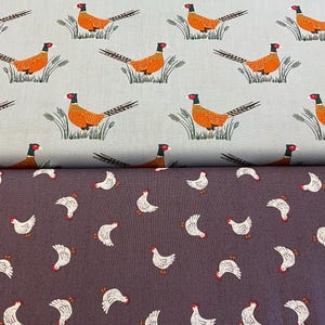 Country farm Fabric. 100% Cotton Material. Farmlife, Farming, Cows, Sheep, Pig, Pheasant, Dresses, quilts, bags etc,
