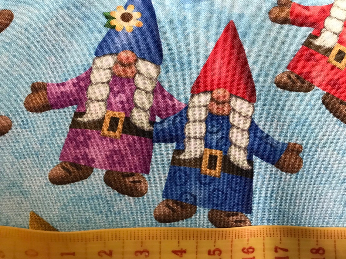 100% Cotton Home Sweet Gnome Fabric From Quilting Treasures. - Etsy