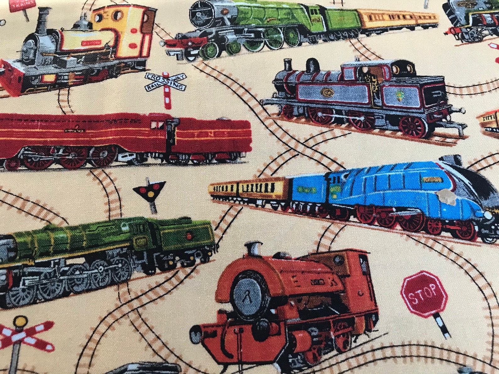 100 Cotton print Trains. Train fabric. Steam Etsy