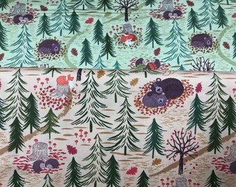 100% Cotton print Winter Nap Sleepy Friends Woodland fabric range by Lewis and Irene. Ideal for patchwork, quilting, dressmaking etc.
