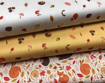 100% Cotton print Winter Nap Sleepy Friends fabric range by Lewis and Irene. Ideal for patchwork, quilting, dressmaking etc. Autumn, Fox,