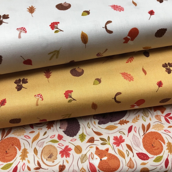 Sleepy Friends Cotton Fabric by Lewis and Irene: Autumnal Quilting Print