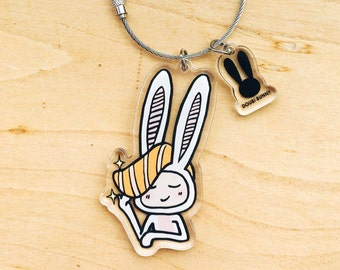Doubi Bunny Salmon Baby keychain, Acrylic keychain,