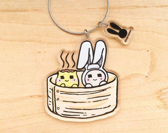 Doubi Bunny Dim Sum keychain, Acrylic keychain,