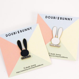 Doubi Bunny enamel pins, Cloisonne enamel pins, bunny, black, white image 1