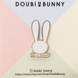 Doubi Bunny enamel pins, Cloisonne enamel pins, bunny, black, white image 3