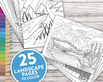 Printable Adult Coloring Pages | Scenic Landscapes | Adult Coloring At Home Activity