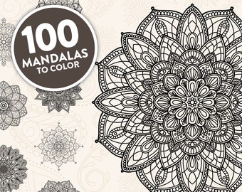 5 Printable, Mandala ,adult, Coloring Pages, Floral, Easy, Coloring Book,  Mandalas 