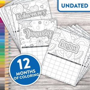 Printable Coloring 2023 Calendar | Desktop Calendar or Planner Insert Monthly Calendar | Seasonal Monthly Coloring Pages Sunday Start