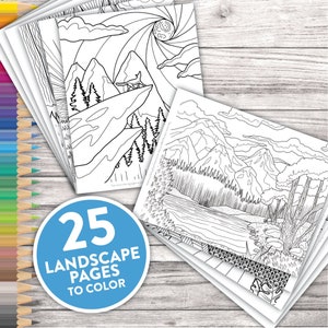 Printable Adult Coloring Pages | Scenic Landscapes | Adult Coloring At Home Activity