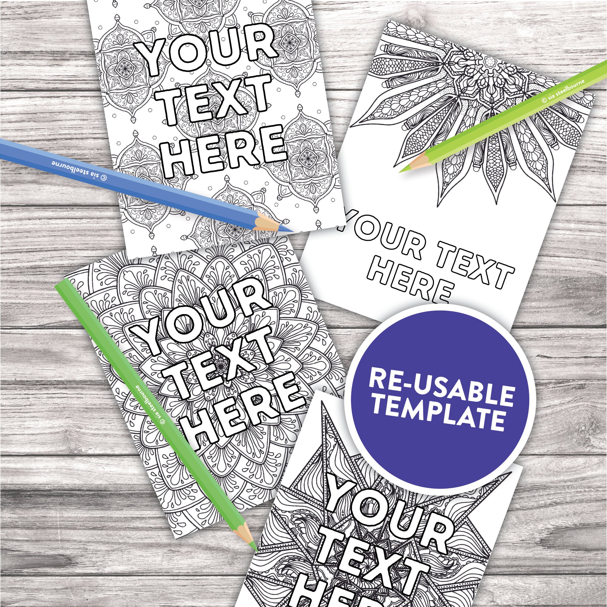 Custom Text Printable Adult Coloring Pages Customizable Mandala ...