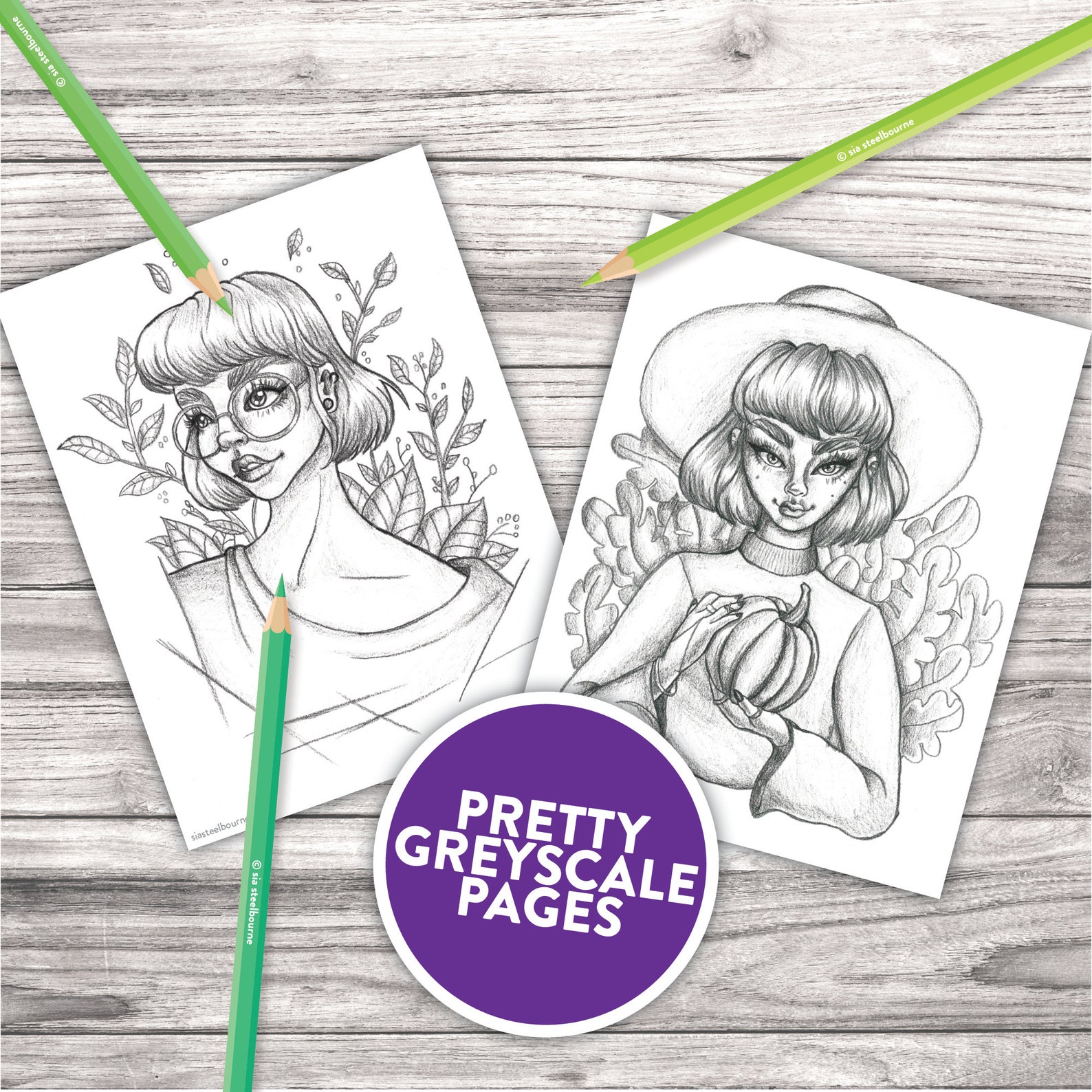 Greyscale Printable Coloring Pages Adult Coloring Pages | Etsy